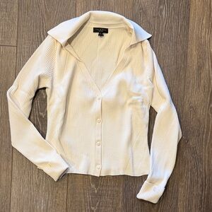 Rag & Bone Cream Ribbed Button Down Shirt